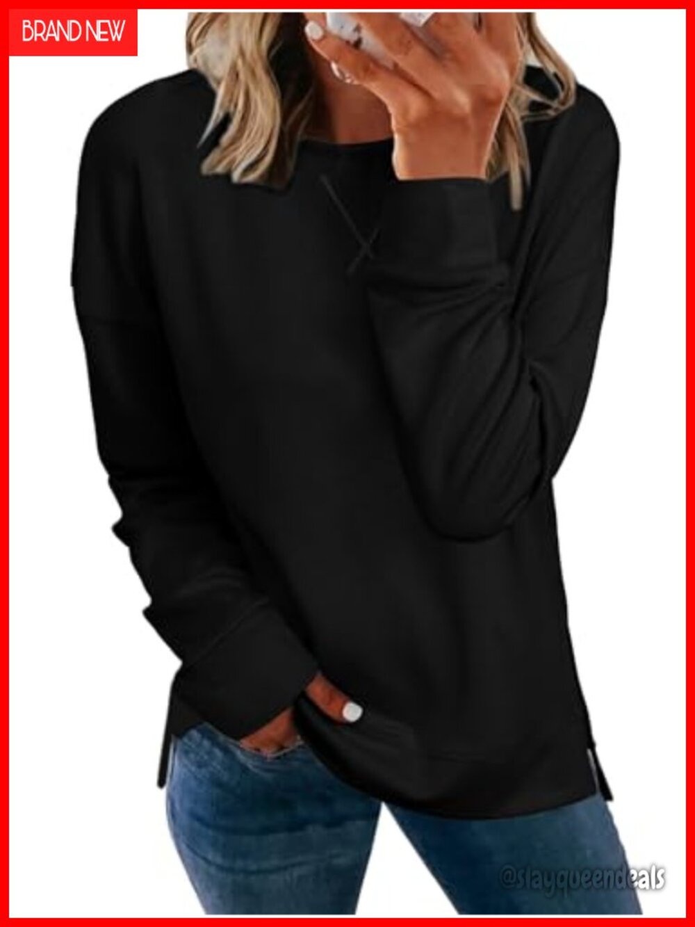 Women's Long Sleeve Crewneck Sweatshirt Lightweight Soft Loose Pullover